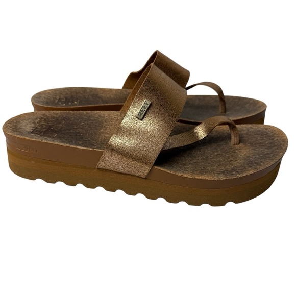 Reef Cushion Sol Hi Platform Sandals Women SZ 10 Bronze Summer Beach Resortwear - Picture 1 of 12